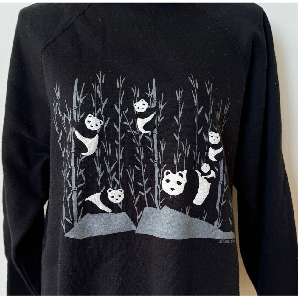 Vtg Brindar Designs Pullover Sweatshirt Women’s Size Medium Black Panda
